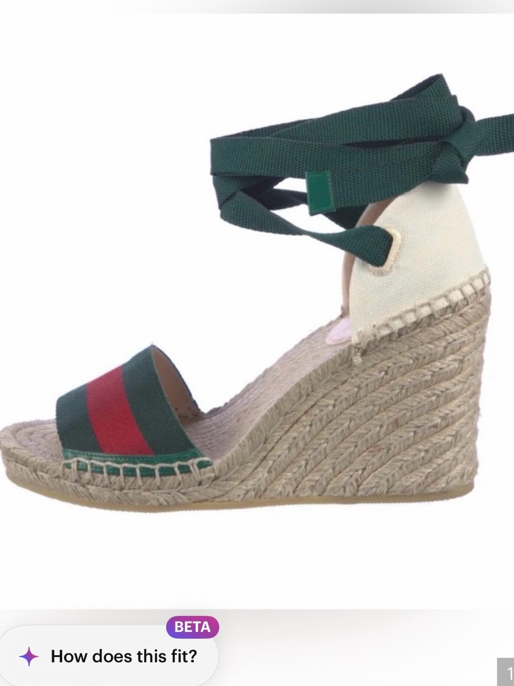 Gucci Green and Red Striped Espadrille Wedge Sandal